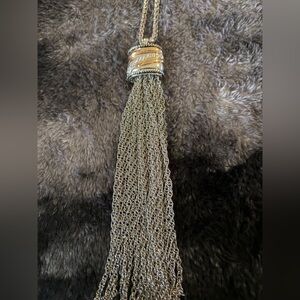 Two-Tone Tassel Pendant Necklace - Silver and Gold